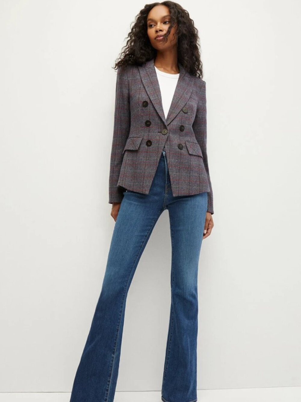 Veronica Beard Lawrence Dickey Blazer Wool Gray Plaid Jacket Size 00 XXS